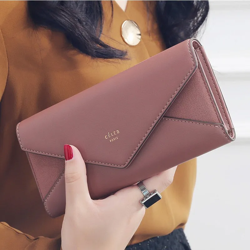 New Style Envelope Designer Clutch Wallets For Women Hasp Pocket To Coin Card Holder Female Purses Long Wallet Ladies