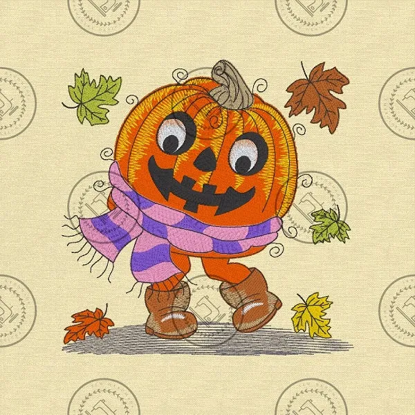 RAGGY HARVEST HALLOWEEN PUMPKIN Machine Embroidery Design