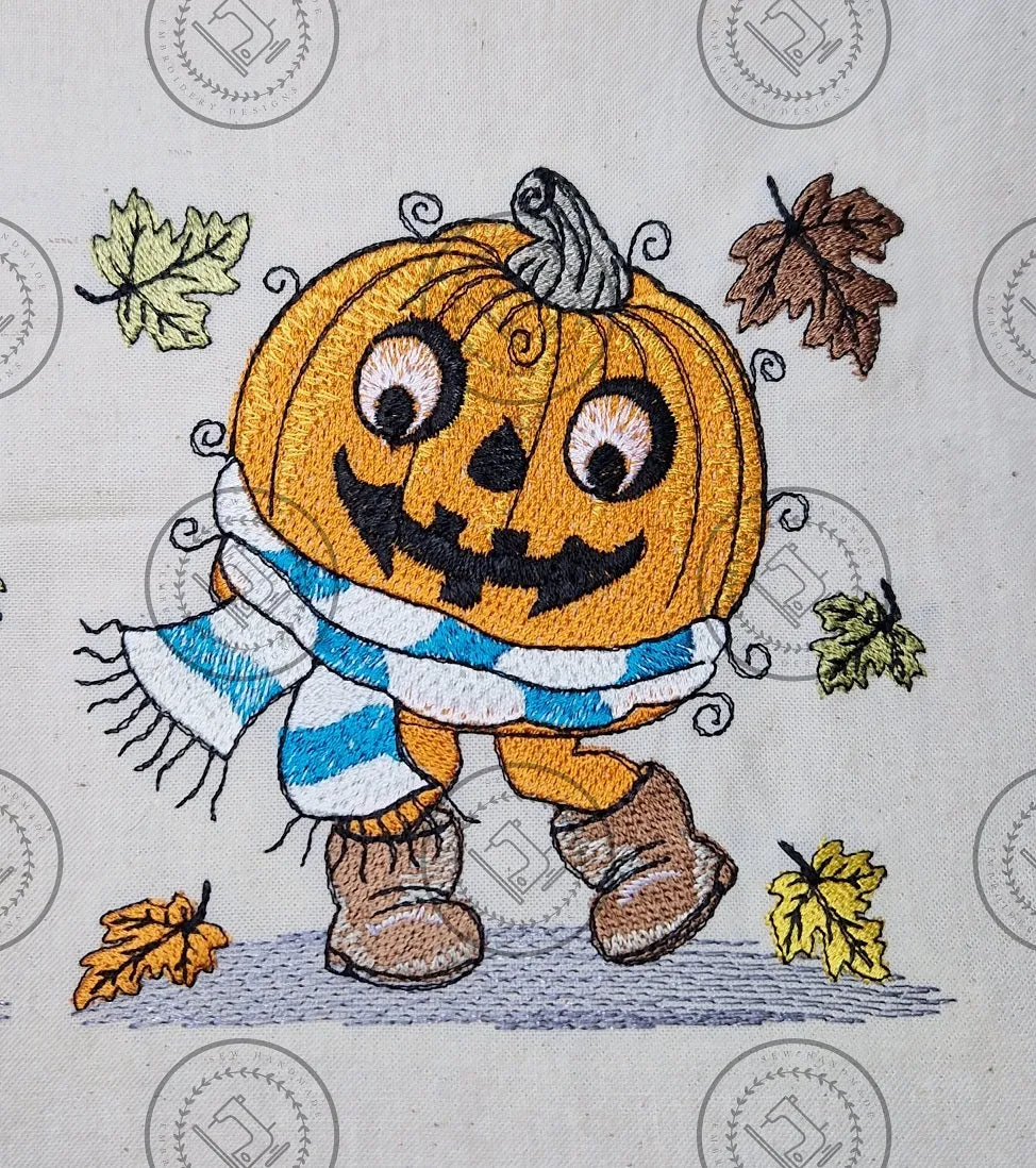 RAGGY HARVEST HALLOWEEN PUMPKIN Machine Embroidery Design