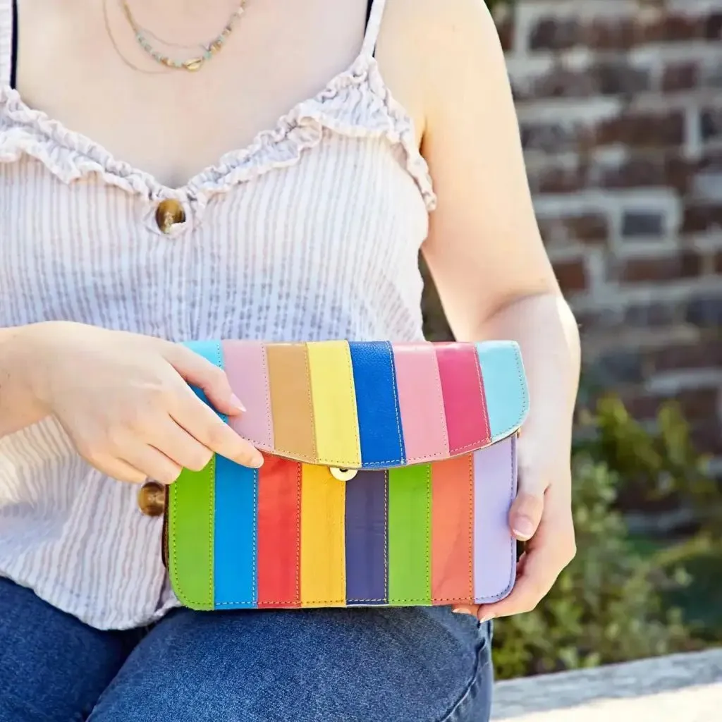 Recycled Leather Multicolored Crossbody Bag