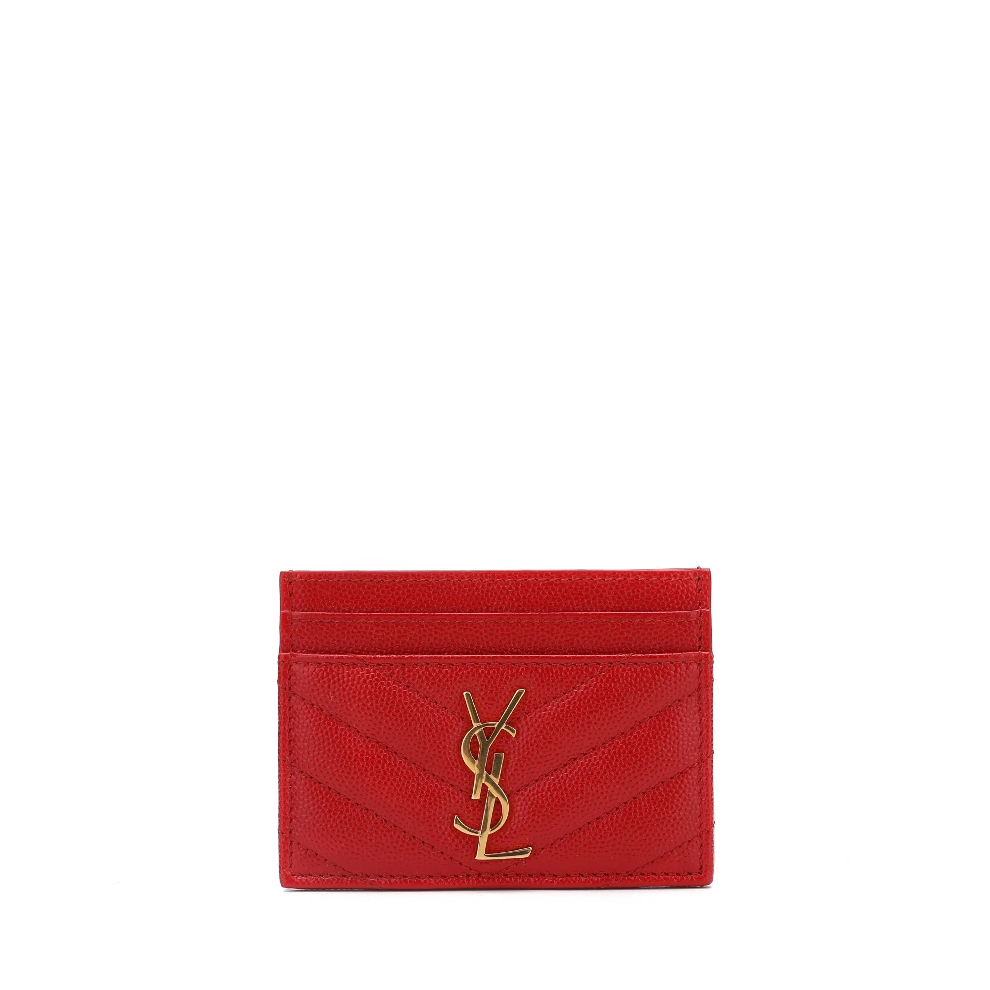 Saint Laurent Monogram Quilted Textured Leather Card Holder