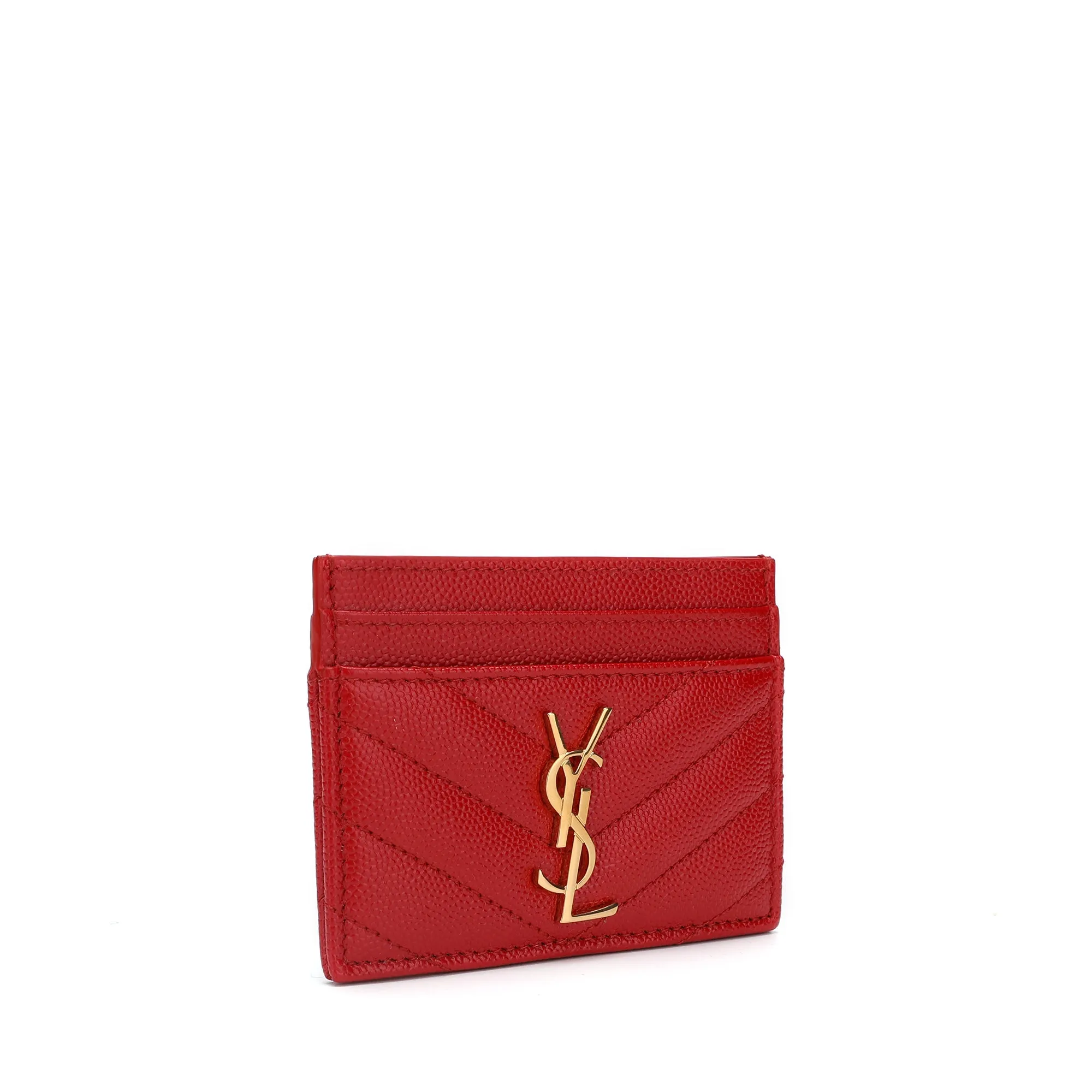 Saint Laurent Monogram Quilted Textured Leather Card Holder