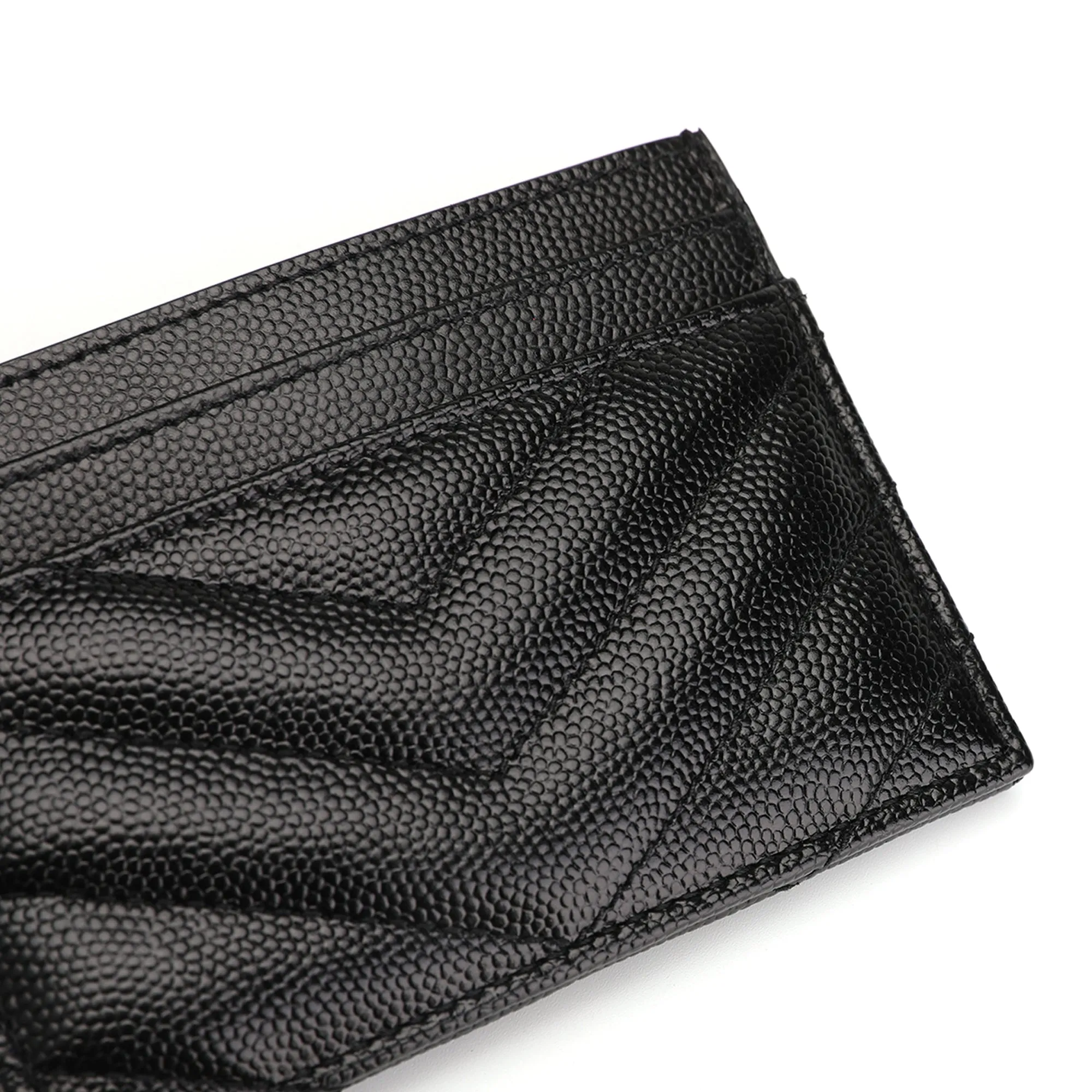 Saint Laurent Monogram Quilted Textured Leather Card Holder