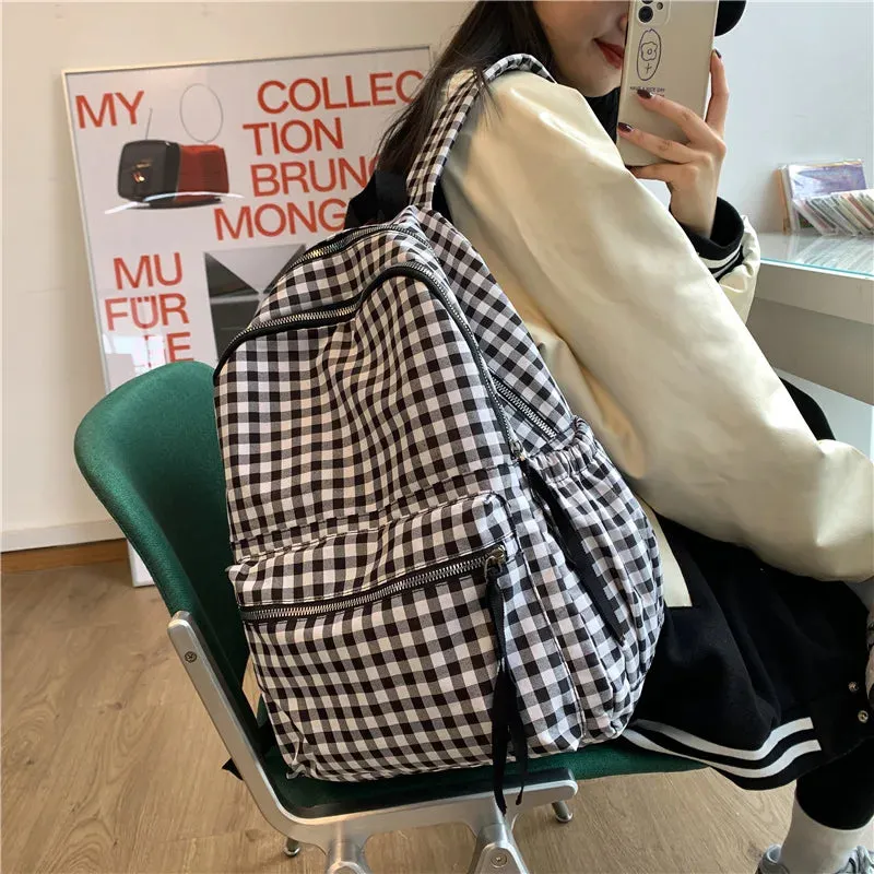 School Backpacks Plaid Pattern Women's Backpack Fashion College Students School Bags for Girls Teenager Casual Female Schoolbag