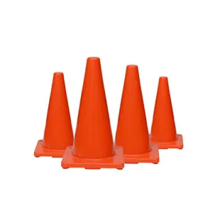 (Set of 10) CJ Safety 18" Orange Premium PVC Safety Cones - No Reflective Collar (10 Cones)