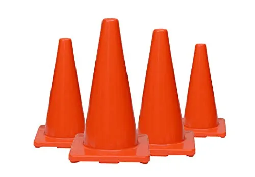 (Set of 10) CJ Safety 18" Orange Premium PVC Safety Cones - No Reflective Collar (10 Cones)