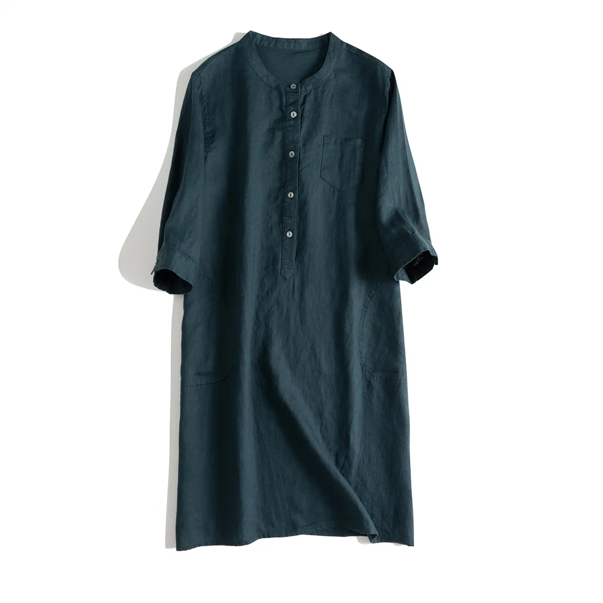 Simple Button Down Linen Dresses Women