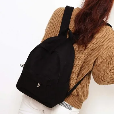 Simple Classic Desgin Good Quality Girls Canvas Backpack College Student School Book Bag Women Travel Teenager Useful