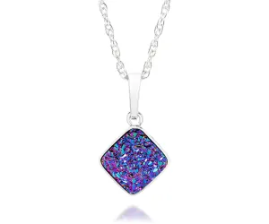 Small Diamond Purple Rainbow Druzy Necklace