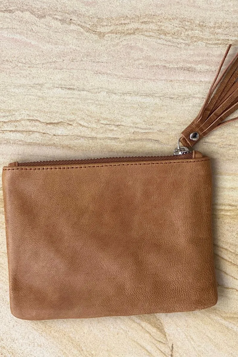 SUMMER TASSEL POUCH VINTAGE TAN