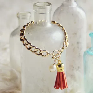 Tassel & Chain Bracelet in Rust