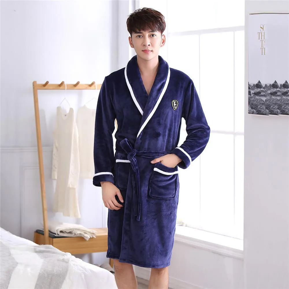 Thicken Warm Couple Style Flannel Robe Winter Long Sleeve Bathrobe Sexy V-Neck Women Men Nightgown Lounge Sleepwear Home Clothes