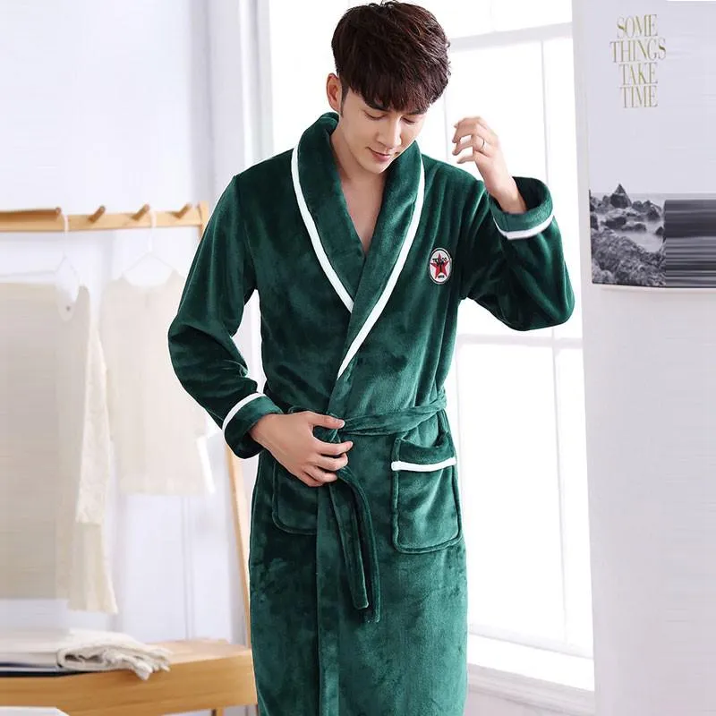 Thicken Warm Couple Style Flannel Robe Winter Long Sleeve Bathrobe Sexy V-Neck Women Men Nightgown Lounge Sleepwear Home Clothes