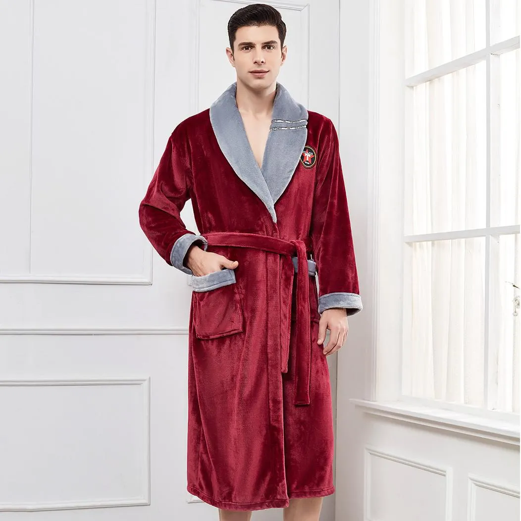 Thicken Warm Couple Style Flannel Robe Winter Long Sleeve Bathrobe Sexy V-Neck Women Men Nightgown Lounge Sleepwear Home Clothes