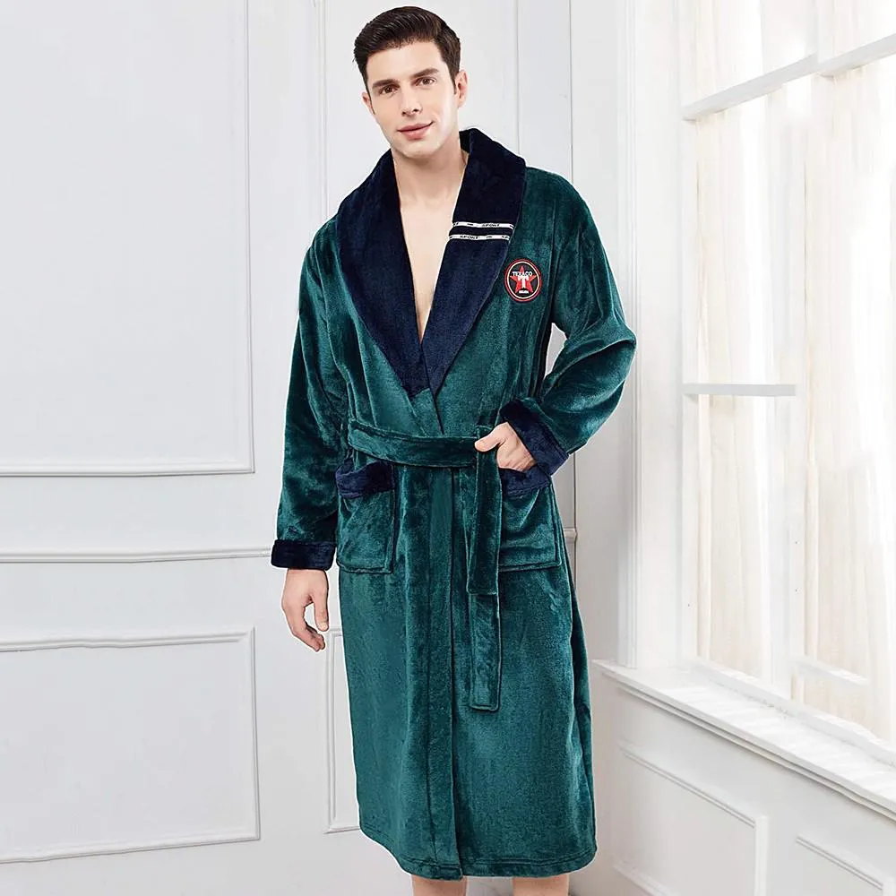 Thicken Warm Couple Style Flannel Robe Winter Long Sleeve Bathrobe Sexy V-Neck Women Men Nightgown Lounge Sleepwear Home Clothes