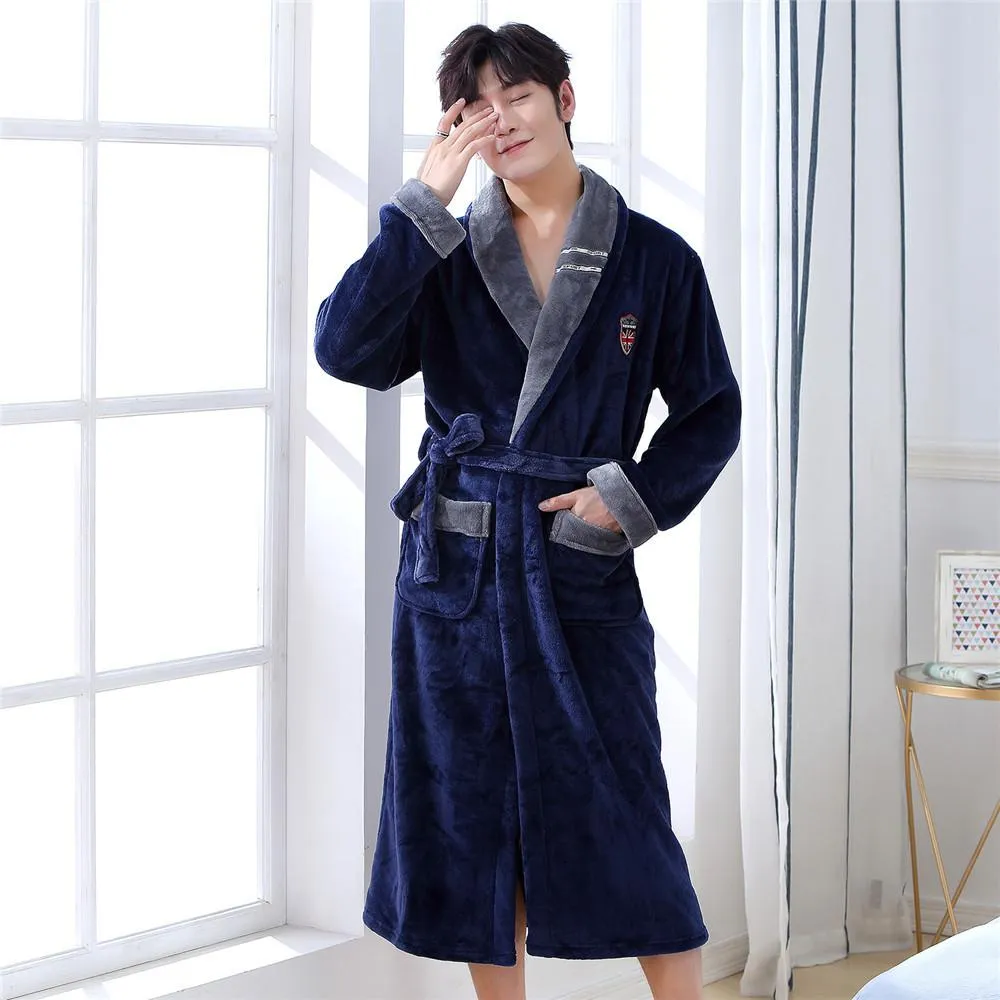 Thicken Warm Couple Style Flannel Robe Winter Long Sleeve Bathrobe Sexy V-Neck Women Men Nightgown Lounge Sleepwear Home Clothes