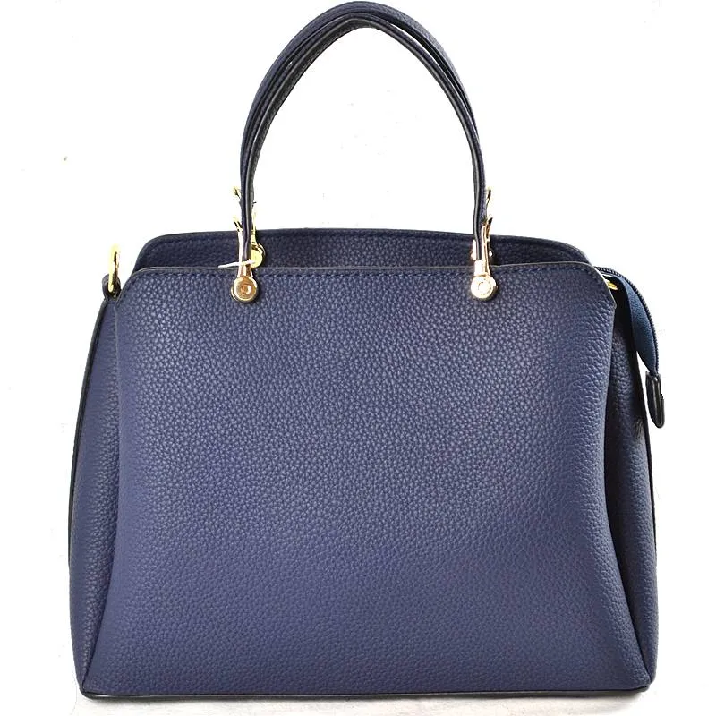 Vegan Leather Handbag - Navy