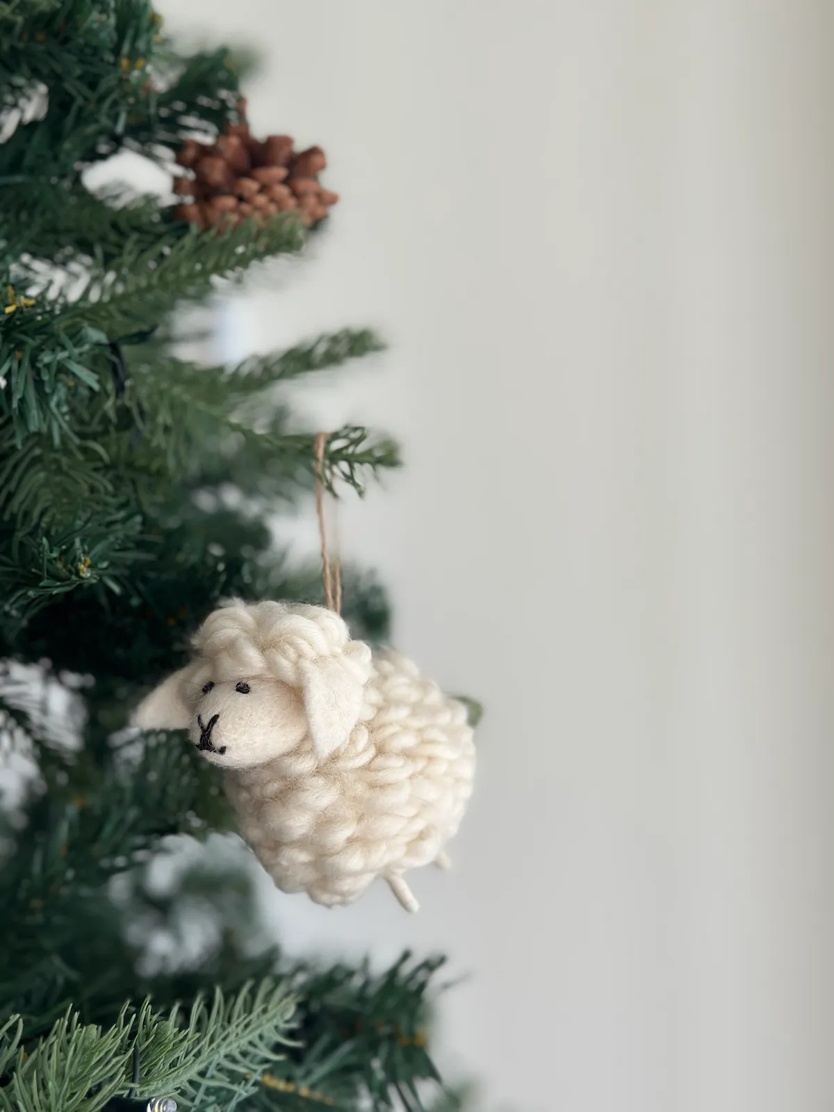 White Felt Sheep Ornament