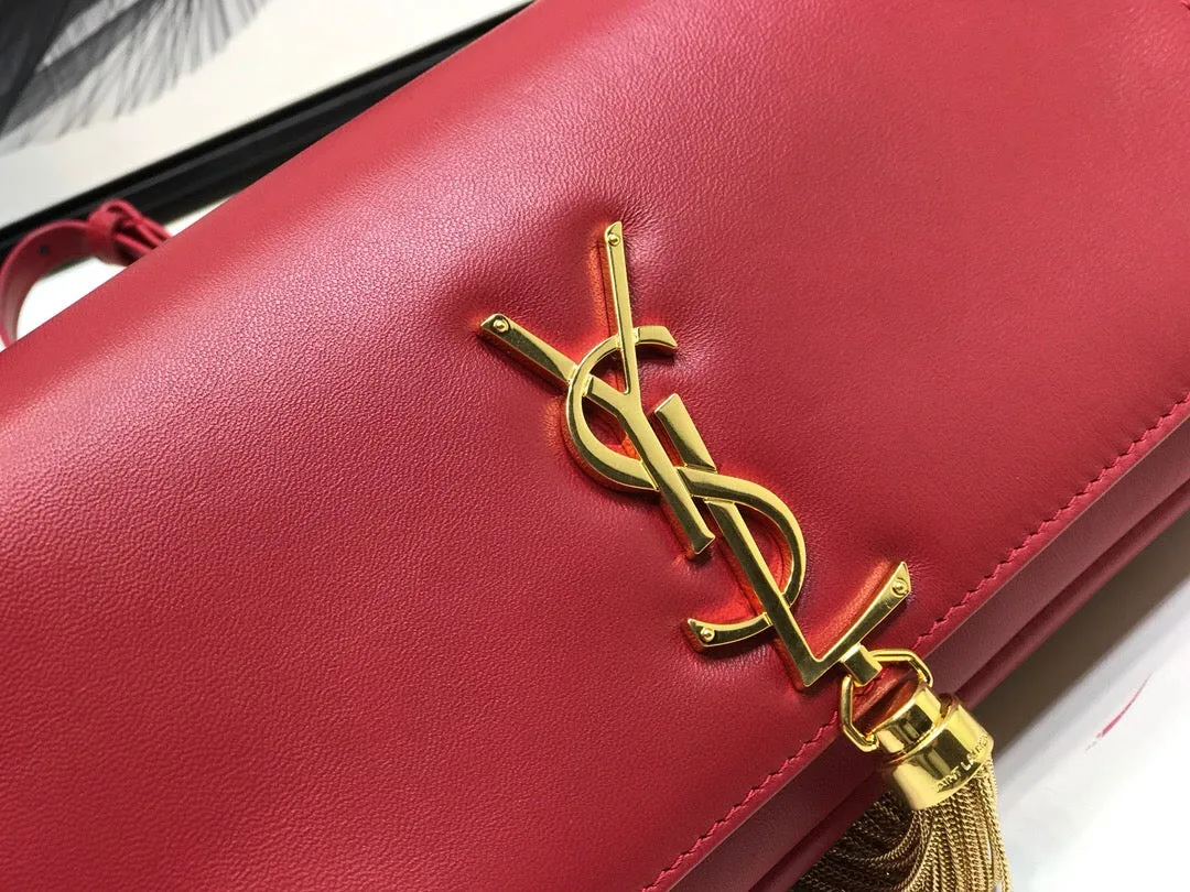 YSSL Kate Tassel Small Shoulder Bag Red For Women 10.2in/26cm YSL 