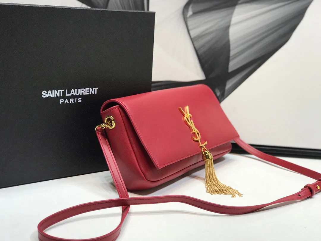 YSSL Kate Tassel Small Shoulder Bag Red For Women 10.2in/26cm YSL 