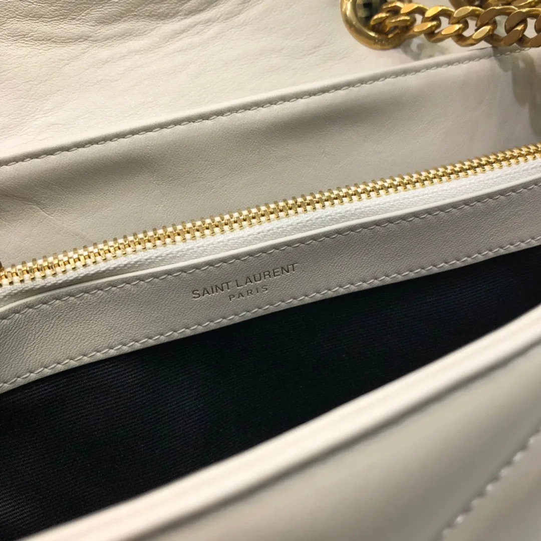 YSSL Loulou Small Chain Bag In Matelassé "Y" White For Women 9.8in/23cm YSL 494699DV7279207